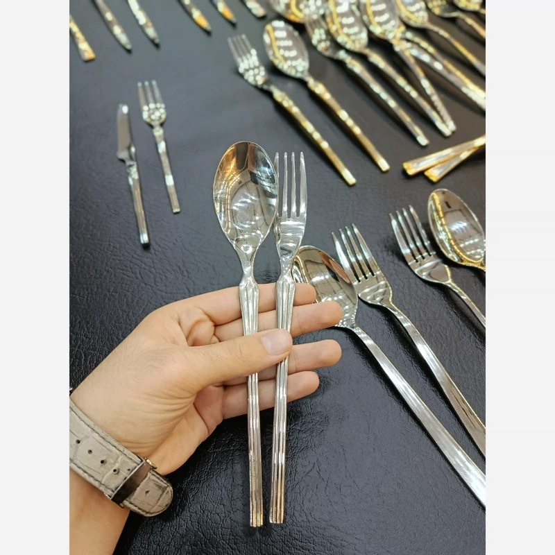 سرویس قاشق و چنگال نقره ای 24نفره 120پارچه ریموند